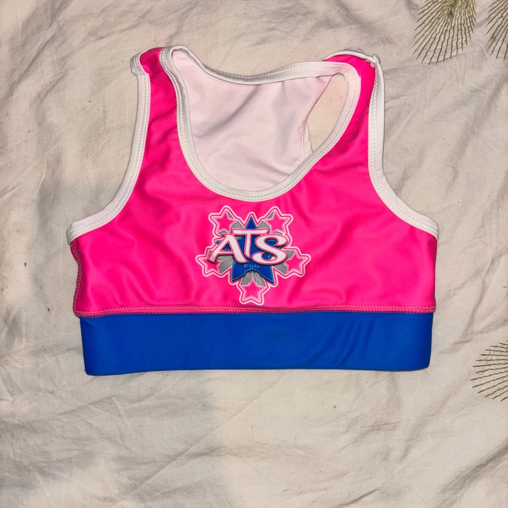 Vibrant Pink and Blue Racerback Tank Top gymnastics sports bra